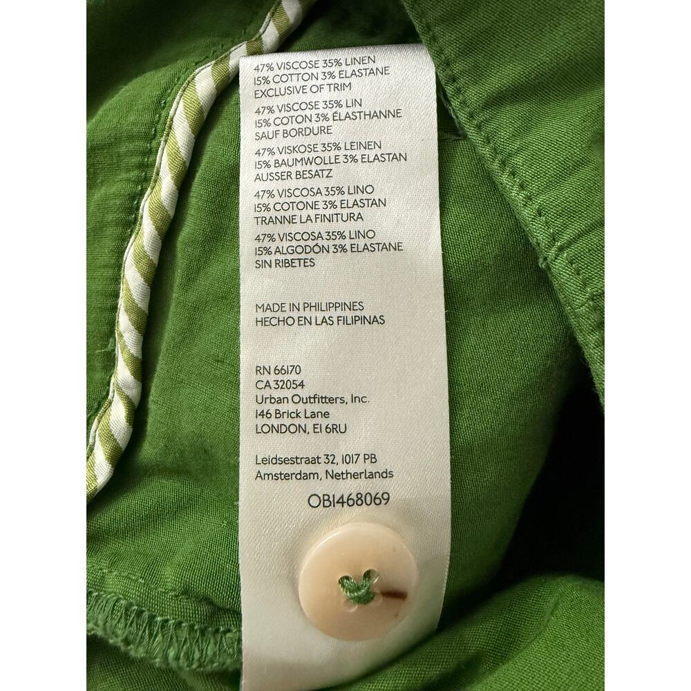 Maeve Anthropologie Naomi Wide Leg Flare Pants Green Linen Blend High Rise Sz 8 - Picture 13 of 14